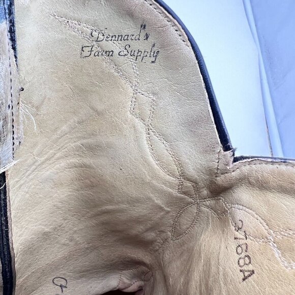 Dennard's Western Wear Men Size 9 Brown Black Color Block Leather Western Boot - Picture 13 of 16